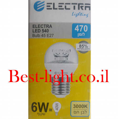 נורת כדור לד פריזמטית ELECTRA G45 E27 4W 3000k