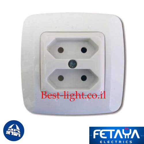 שקע חשמל כפול דו פיני לבן התקנה תה''ט Fetaya סדרת נועה