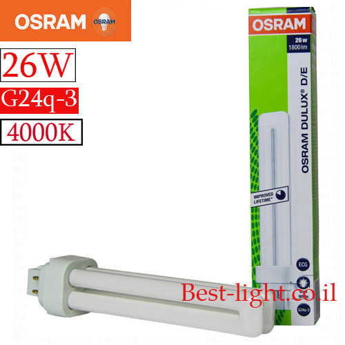 נורת  פלורסנט OSRAM PL 4P 26W G24q-3 4000k
