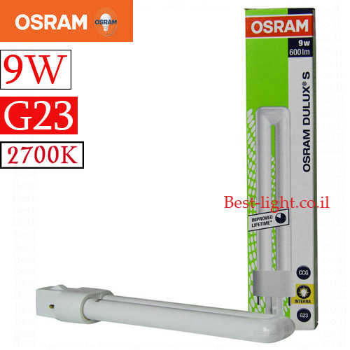 נורת  פלורסנט OSRAM PL 9W G23 2700k