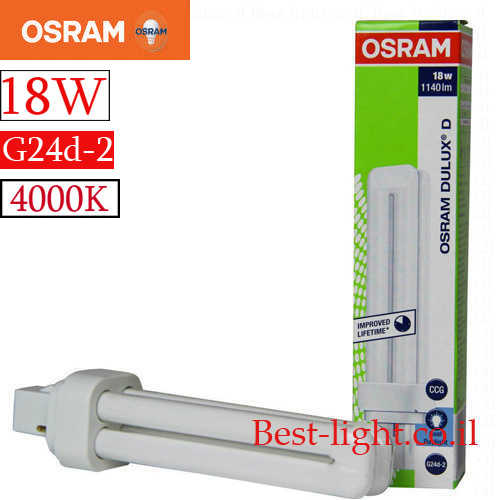 נורת  פלורסנט OSRAM PL 2P 18W G24d-2 4000k