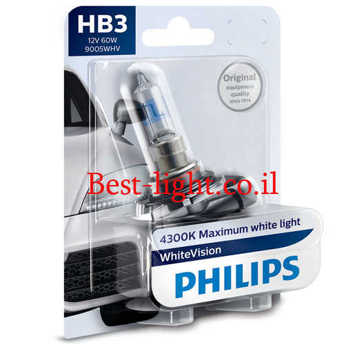 נורה ראשית לרכב Philips HB3 דגם White Vision