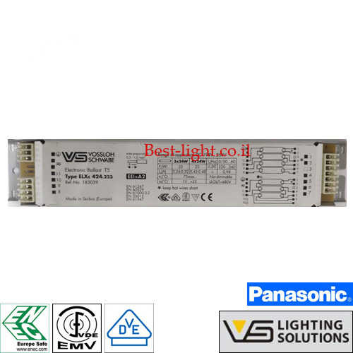 משנק אלקטרוני לנורות פלורסנט Vossloh schwabe T5 4x24W