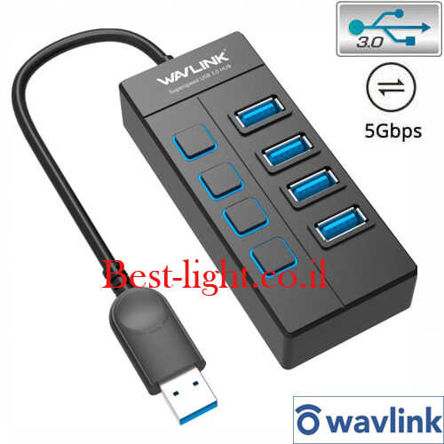 מפצל USB 3.0 עם 4 כניסות wavlink דגם UH30414