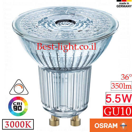 נורת דקרויקה לד לעמעום OSRAM PARATHOM GU10 5.5W 3000k CRI90