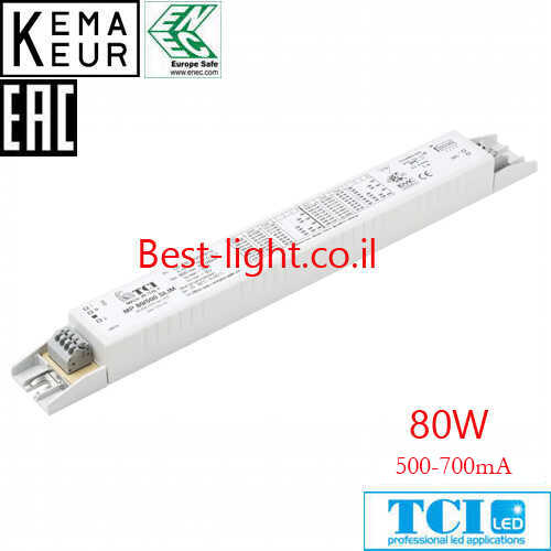 דרייבר לד TCI 80W 500-700mA דגם MP 80/700 SLIM